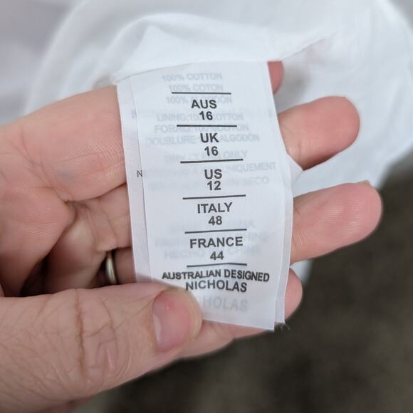 NICHOLAS Novi White Cotton Tiered Long Sun Dress Size 12 - Picture 7 of 11